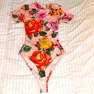 NWT Floral Bodysuit with cutout back